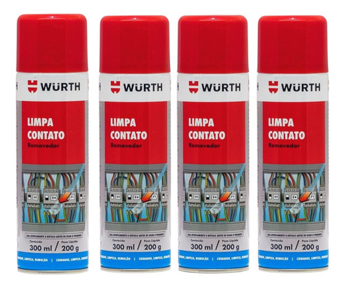 Limpa Contatos Eletrônicos Wurth 300 Ml - 4 Unidades