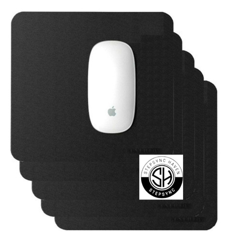 Kit 5 Mouse Pad 20x20 Escritório Gamer + Porta Copos Off Cor Preto