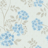 Papel De Parede Floral Delicadas Flores Azul  Fl130