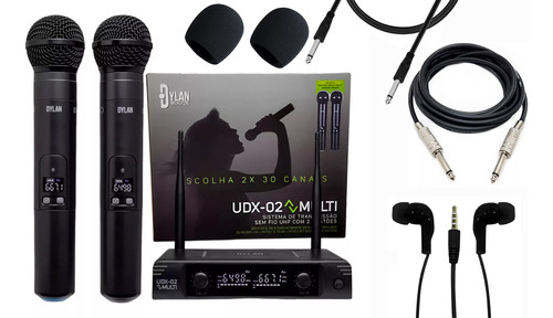 Microfone Sem Fio Uhf Dylan Duplo Digital Udx-02 Multi 2023