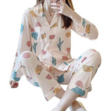 Pijama De Mujer Pantalones De Pijama De Seda 2 Piezas