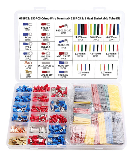 Terminales Aisladas Conectores Para Cable Eléctricos 678pcs