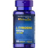Suplemento Em Caps Puritan's Pride  Amino Acid Supplement L-tyrosine L-tirosina L-tyrosine Em Frasco De 90g 100 Un