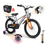 18'' Bicicleta Estática Para Niños 7-13 Años Con Cesta+luces