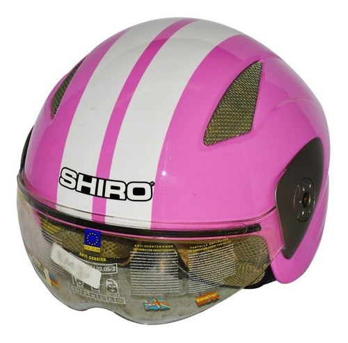 Casco Bicolor Rosa-blanco 3/4 Xxl Shiro Helmets