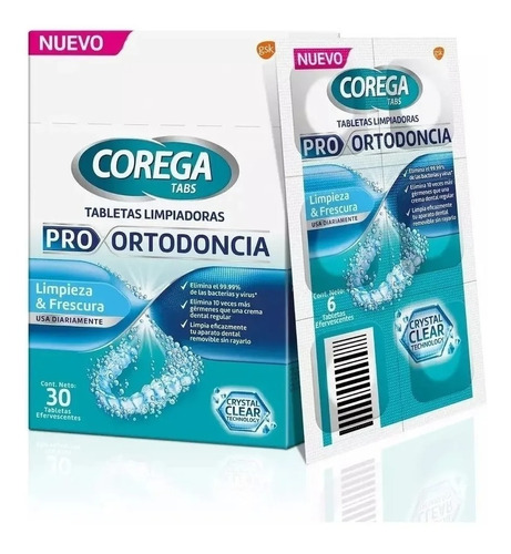 Corega Tabs Tabletas Limpiadoras Pro Ortodoncia 30 Unidades