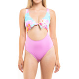 Trikini Con Nudo Ajustable Estampado Fucsia