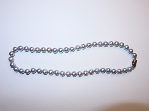 Collar De Perlas Akoya Gris Plateado 7/8 Mm 45 Cm Largo Perl