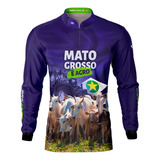 Camisa Blusa Agro Brk Pecuária Bandeira Do Mato Grosso Uv50+