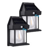 X2 Lámpara Solar Pared Con Sensor/ Luz Fija Para Exterior 