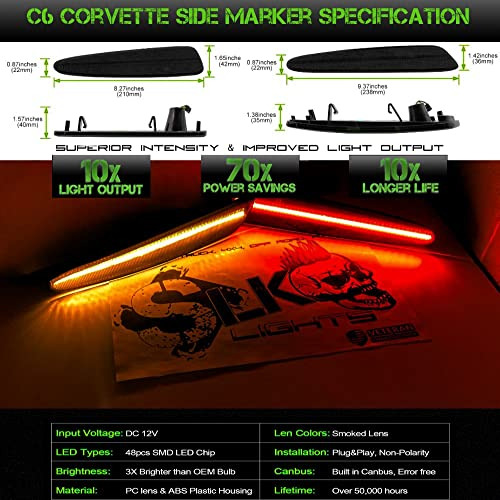 Luces De Marcador Lateral Led Chevrolet C6 Corvette 200... Foto 3