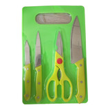 Juego Kit Cuchillos X5 Piezas Tijeras Tabla Picar Cocina