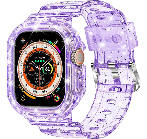 Pulsera Para Apple Watch Ultra Xyf Glitter Purpura, 49mm