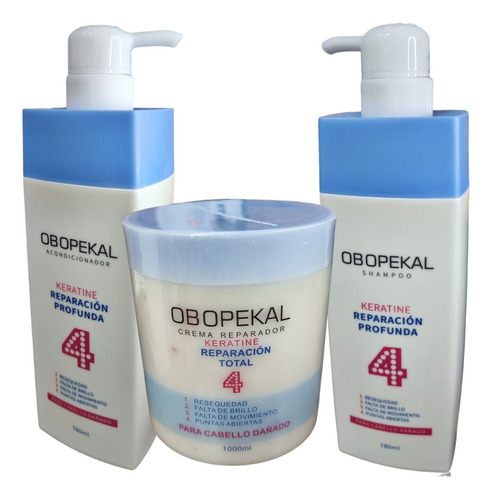 Shampoo Y Acondicionador + Crema Capilar Obopekal Total 4