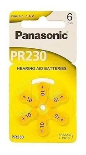 6x Panasonic Zinc Air 10 Boton Pack De 6 Unidades Pr-230