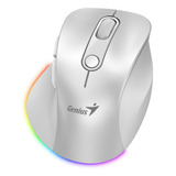 Mouse Genius Inalambrico Bluetooth Recargable Ergo 9000s Pro Color Blanco Perla