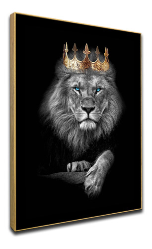 Quadro Rei Leão Decorativo Para  Sala Coroa Leão 130x90