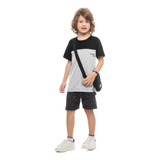 Conjunto Masculino Infantil Camiseta E Bermuda Moletom 