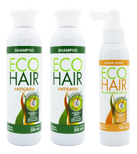 Eco Hair Kit 2 Shampoo + 1 Loción Tratamiento Anticaída 3c