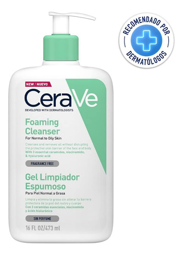 Cerave Gel Limpiador Espumoso Facial Sin Fragancia 473ml