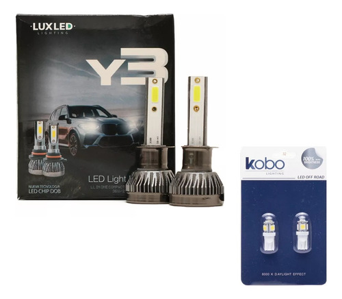 Kit Cree Led Y3 Mini H4 H7 H1 H11 9006 H3 Chip Dob  + 2 T10 