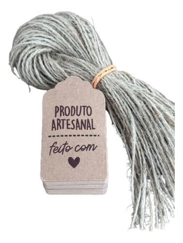 100 Tags Kraft Produto Artesanal Homy Com Cordão De Sisal