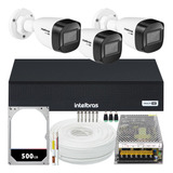 Kit Intelbras 3 Câmeras Vhd 1130 Fonte 10a Dvr De 4 Canais