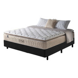 Cama Box Casal Preto + Colchão Molas Macio Cincinnati 138cm