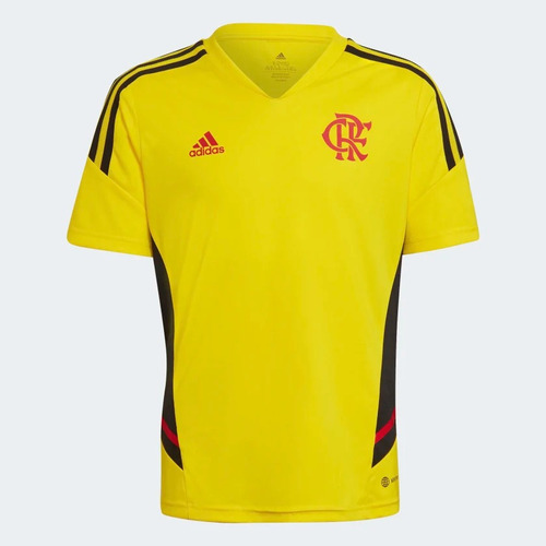 Camisa Treino Flamengo adidas Infantil Amarela 2022 Ha5416