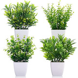 4 Paquetes De Mini Plantas Artificiales Macetas, Verde ...