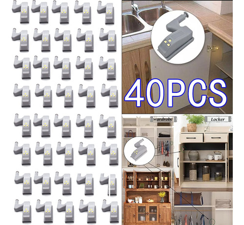 40 Piezas Bisagra Led Sensor Luz, Cocina Dormitorio Universa