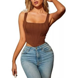 Corsé Overbust Para Mujer, Camisa Sin Mangas, Blusa Sexy Y2k