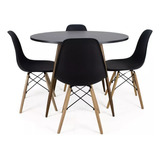 Kit 4 Cadeiras E Mesa Ajl Eames Preto Ou Branco