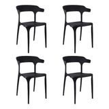 Silla Niviko Living Comedor Jardin Set X4 Apilable Plastica