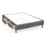 Cama Box Base C/gavetas Casal Poli Cinza (138x27-c/4 Gav)ca