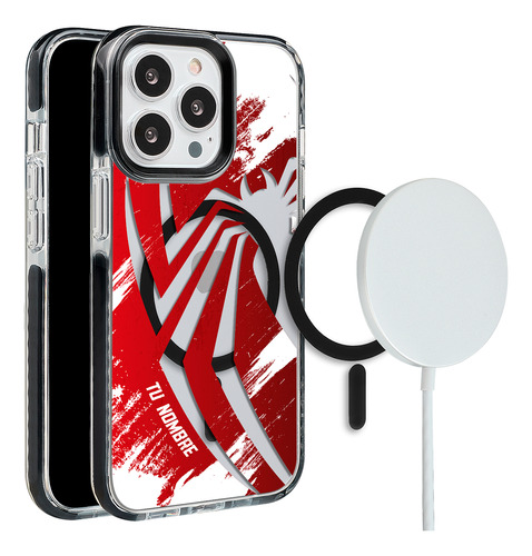 Funda Para iPhone Magsafe Spiderman Logo  Con Tu Nombre