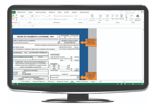 Planilha Rpa - Recibo De Pagamento A Autônomo