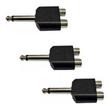 3 Piezas De Adaptador 2 Jack Rca A Plug 6.3 Mm Mono