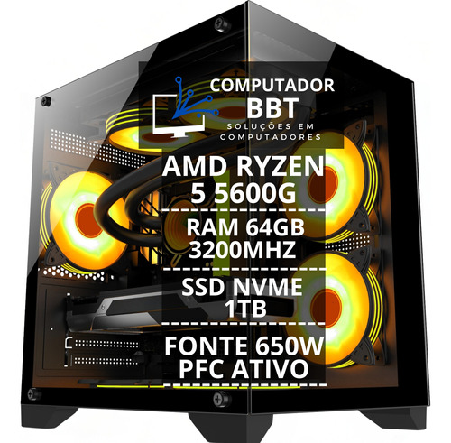 Cpu Pc Gamer Ryzen 5 5600g Vega 7 Ssd 1tb 64gb Ddr4 3200mh