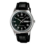 Reloj Casio Mtp-v006l-1budf Para Hombre Color De La Correa Negro Color Del Bisel Plateado Color Del Fondo Negro