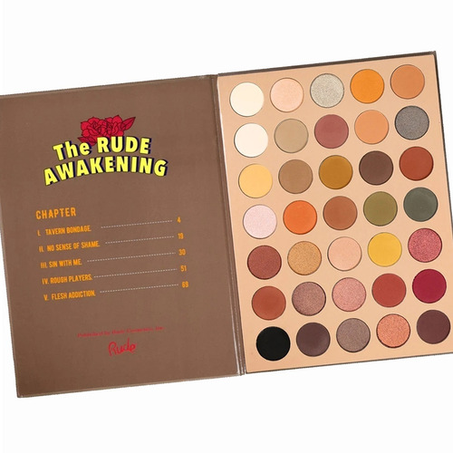 Paleta De 35 Sombras De Ojos The Rude Awakening Book 5 Tonos Mates Y Satinados Rude Cosmetics Original Envío Gratis