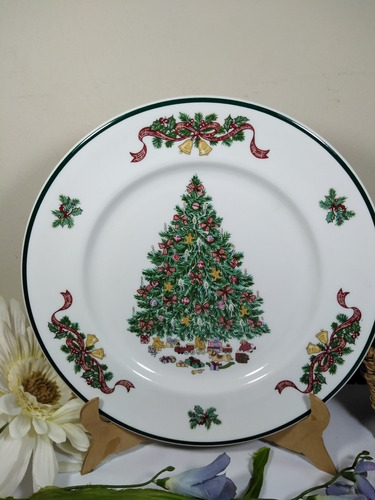 Plato Decorativo Navideño Porcelana Ingles