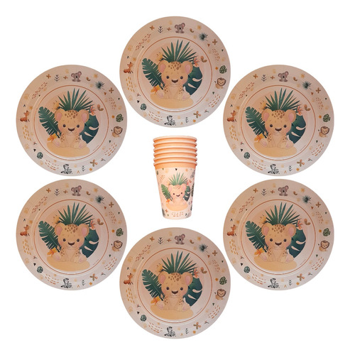 Set Plato 17cm Vaso 266cc Temática Animalitos X 6u 