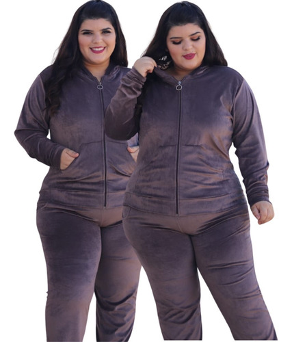 Conjunto Moletom Feminino Plus Size Charme E Conforto Frio