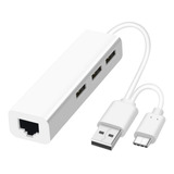 Adaptador Hub 3 Usb Type C Y Pc Ethernet Rj45 Macbook