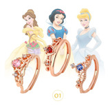 Anillo Disney Ajustable Princesa De Oro Rosa 3 Set Exquisito