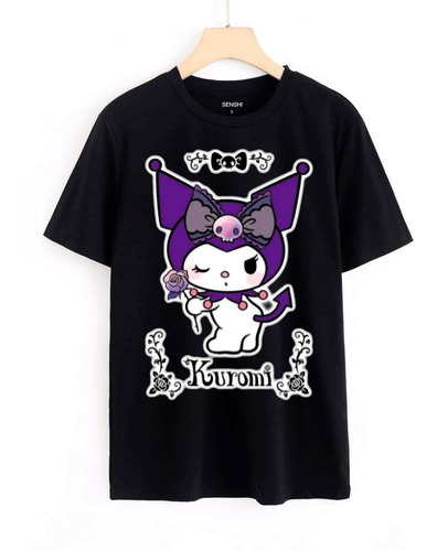 Polera De Niña Kuromi Estampada En Dtf Senshi Cod 005