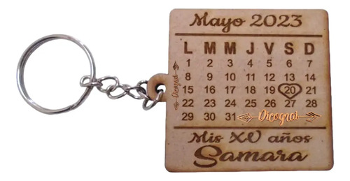 Llavero Calendario Personalizado Boda Argolla Sencilla 5pzs