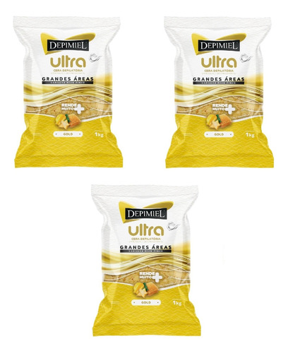 Depimiel Cera Depilatória Pérolas Ultra Gold 1kg Kit 3 Un