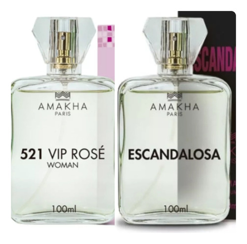 Kit 2 Perfumes Amankha Paris De 100ml Escandalosa +. 521 Ros